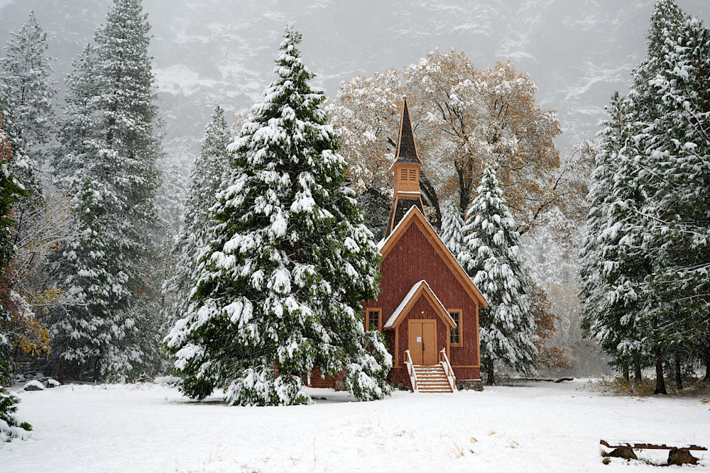 Yosemite Chapel in winter