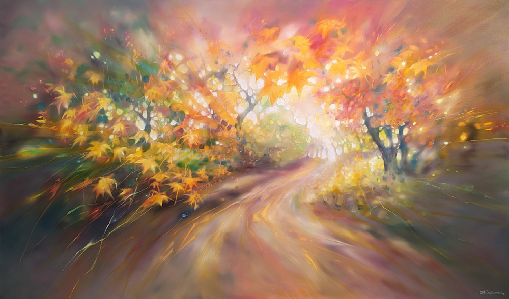 prints of autumn magic semi-abstract landscape painting