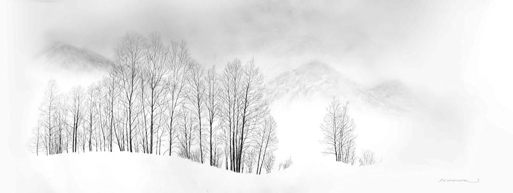 Black and white fine art print beautiful landscape of artwork titled Hush