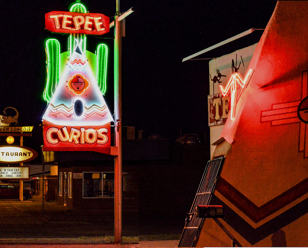  Teepee Curios At Night  Route 66 Tucumcari Nm  Photography Art | California to Chicago 