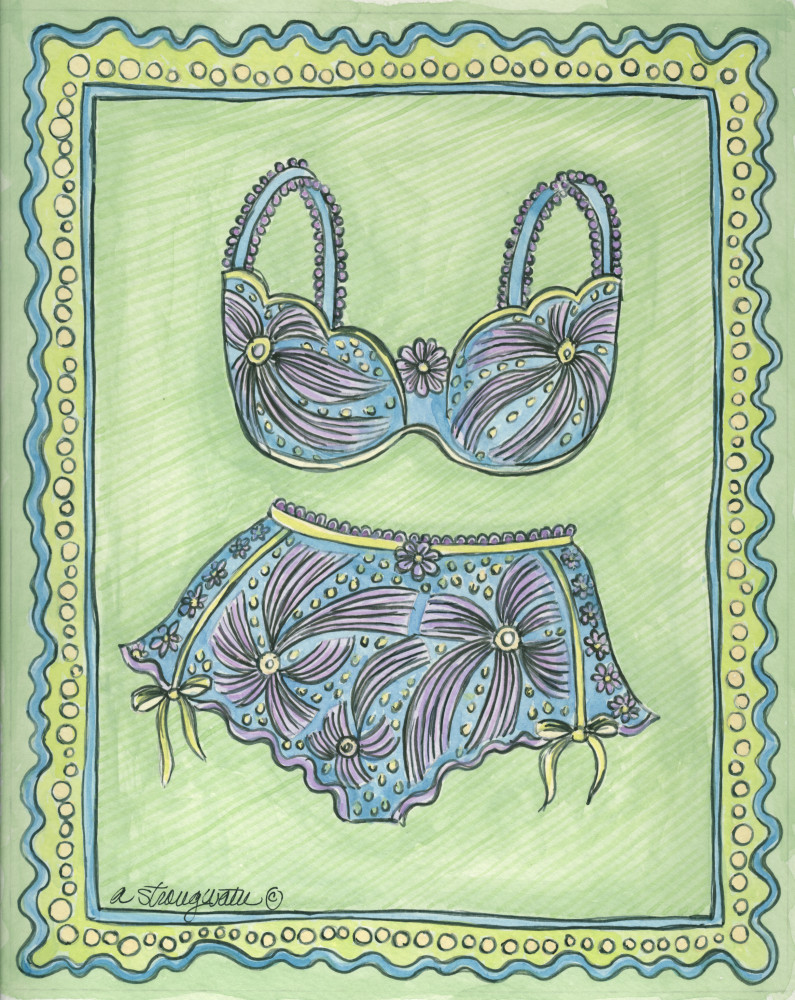 Lingerie Blue Bra And Panties Art | Andrea Strongwater