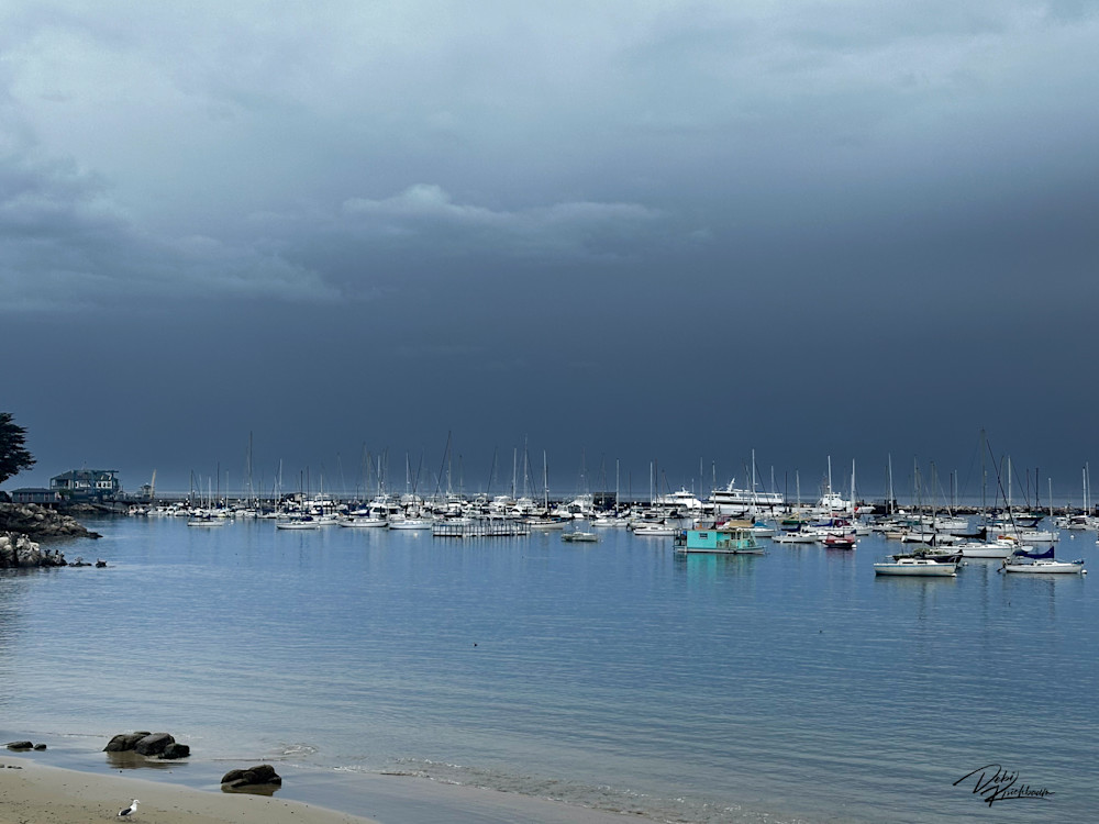 Monterey Aqua Boat Stormy Sky Art | Whiskers and Waggers