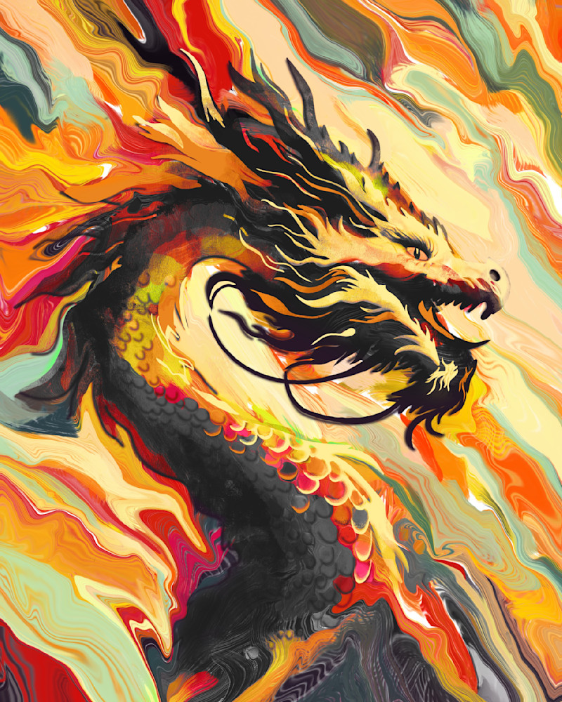 Serpentine Blaze: Embrace the Majesty of Flames in Dragon-Inspired Art