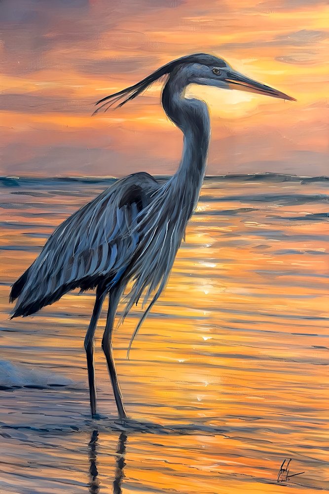 Blue Heron’s Grace By Sunscapes Art Joseph Cantin 