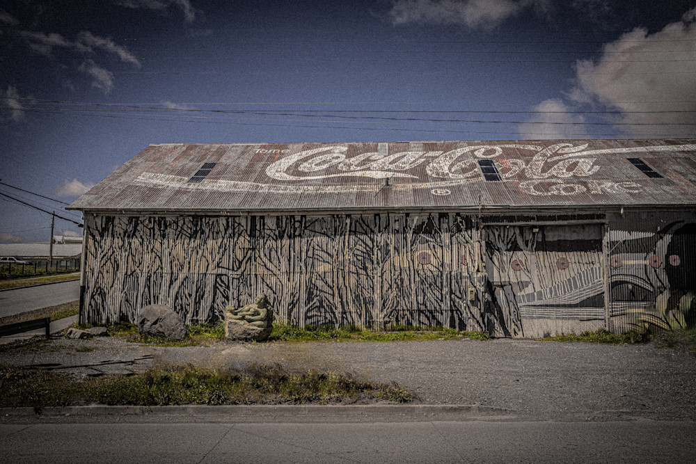 Weathered building along the sea in Patagonia