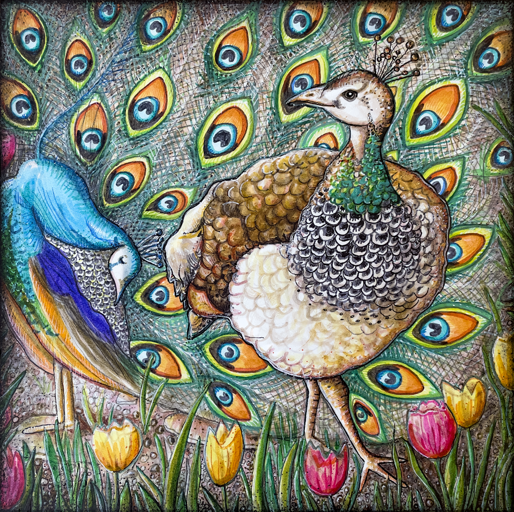 Peahen Power Animal Art Print - Embrace Self-Love and Feminine Strength Peahen Power Animal Art Print - Embrace Self-Love and Feminine Strength