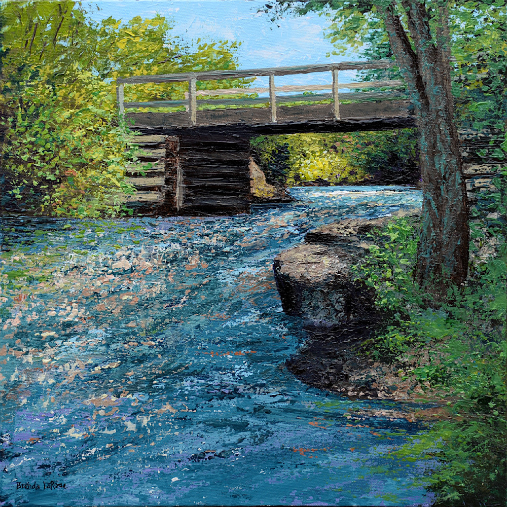 Rustic Bridge Rushing Water Art | Brenda LaRose Fine Art Studio