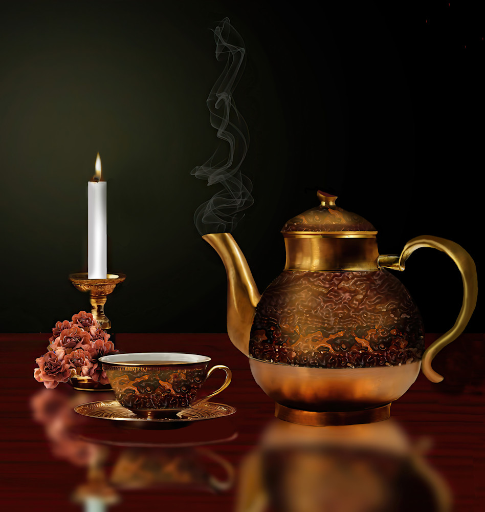 Copper Teapot With Carnations Art | Art from the Soul