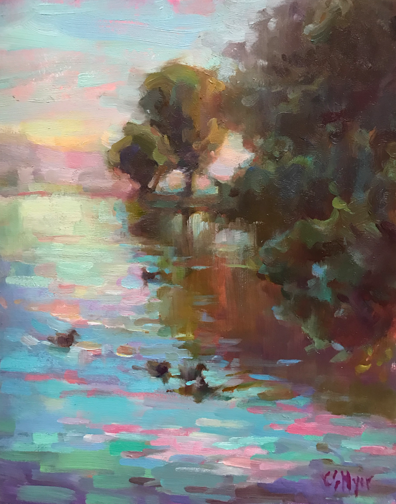 Sunset Duck Pond Art | Carol Smith Myer