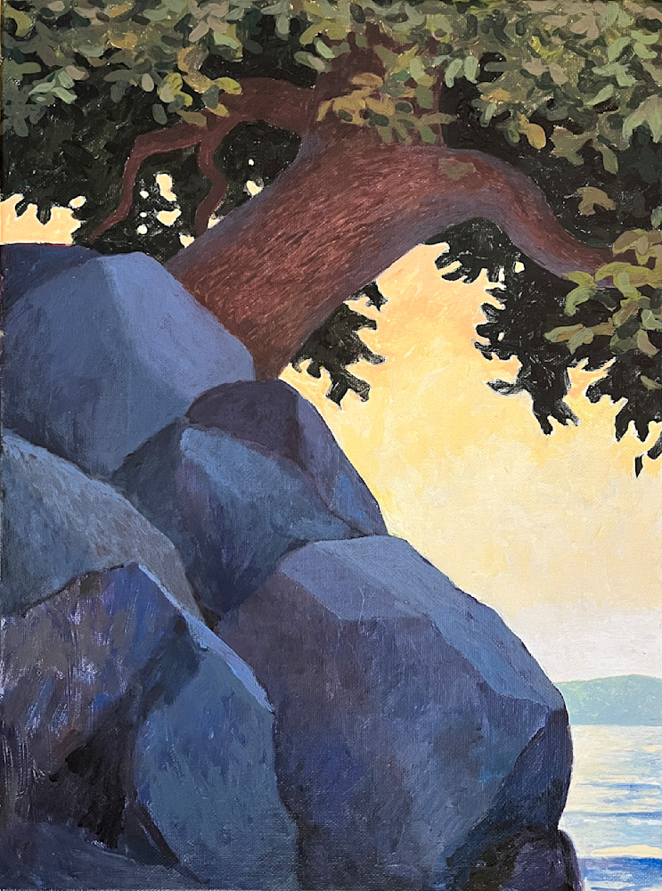 Lakeside Landscape (Blue Rocks) Art | Alex Cook