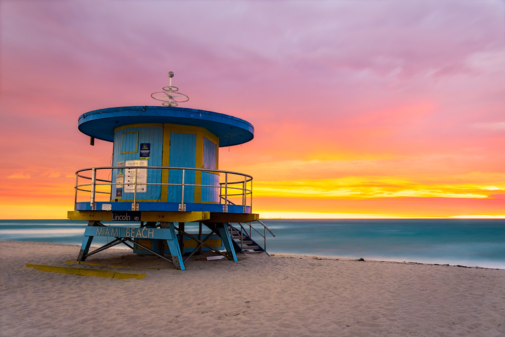 Sunrise Over Lincoln Road Lifeguard Station — Florida fine-art photography prints