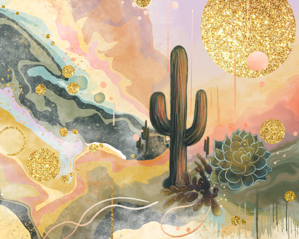 Golden Serenity - Paintpourium's Exclusive Desert Artwork