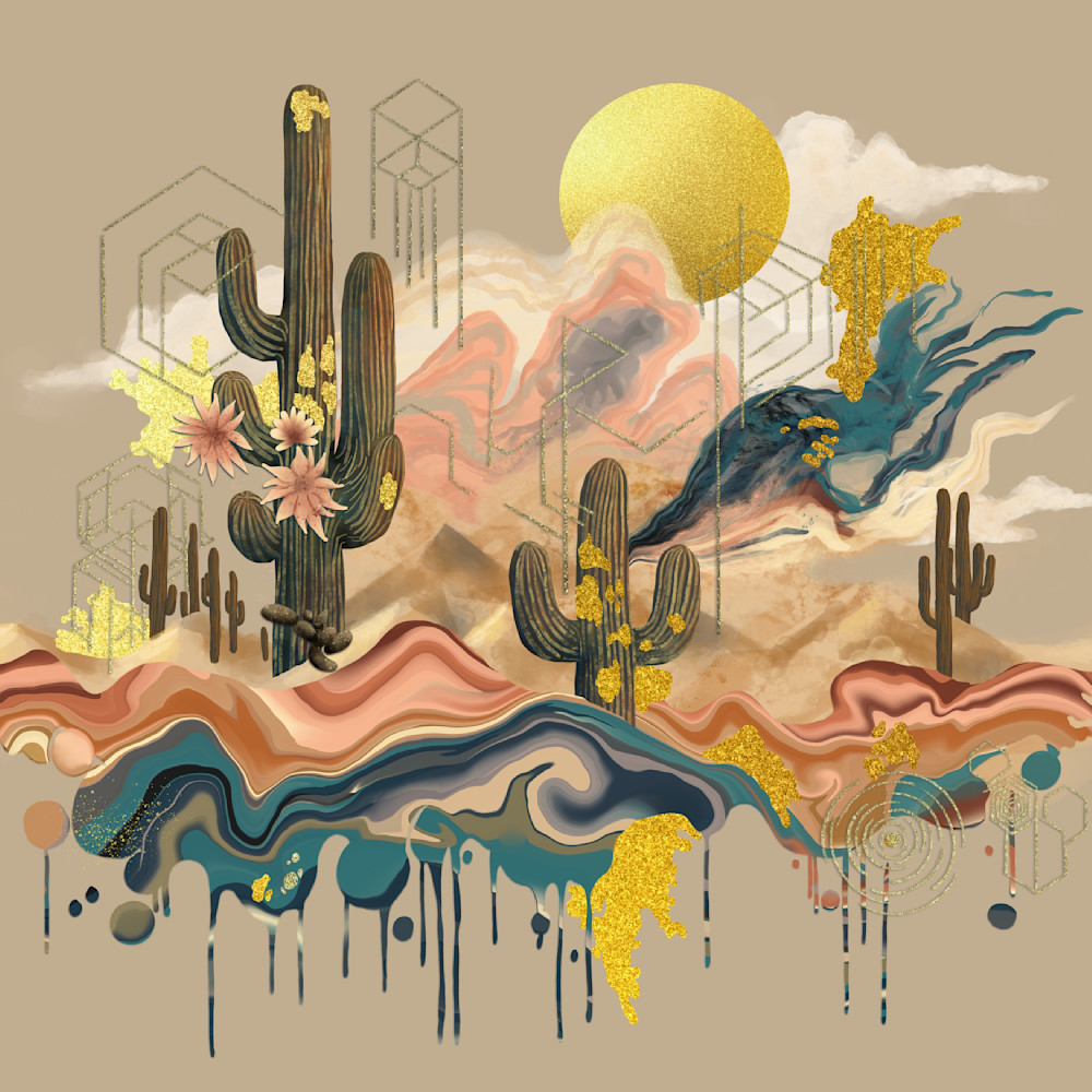 Arid Gold Illusion - An Artistic Mirage by Paintpourium
