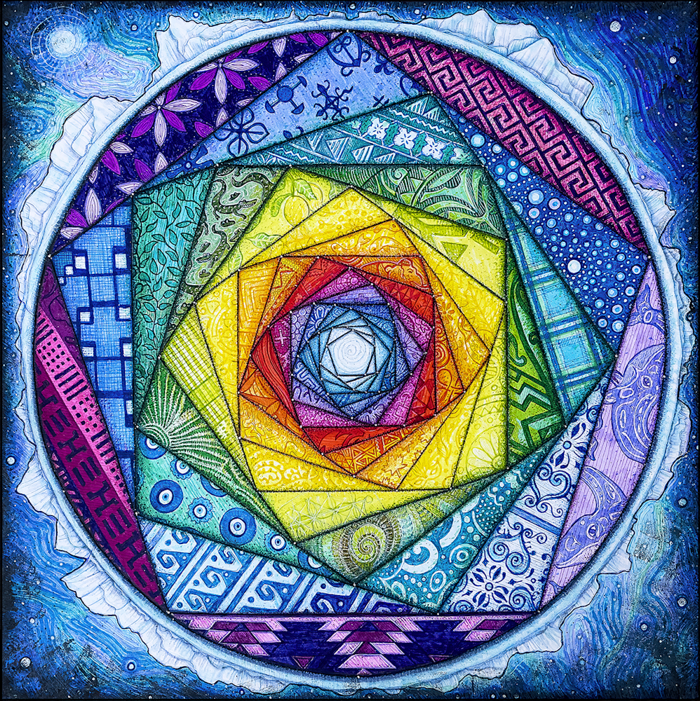 spiral golden mean sacred geometry art drawing by Kristen Palana