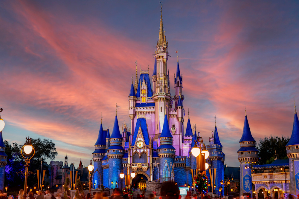 Cinderella Castle Under a Pink Sky Disney Art by William Drew Photography