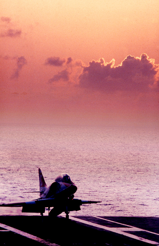 A4 Fighter Trainer landing on the USS Lexington.