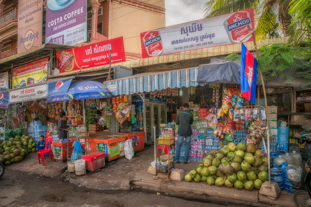 Storefront - Vibrant Market Scene in Siem Reap, Cambodia Photography