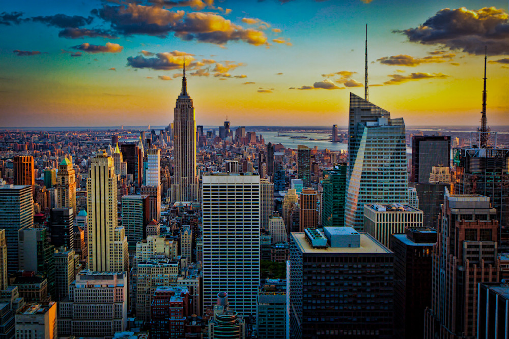 Manhattan Sunset - Vibrant New York City Skyline Photography