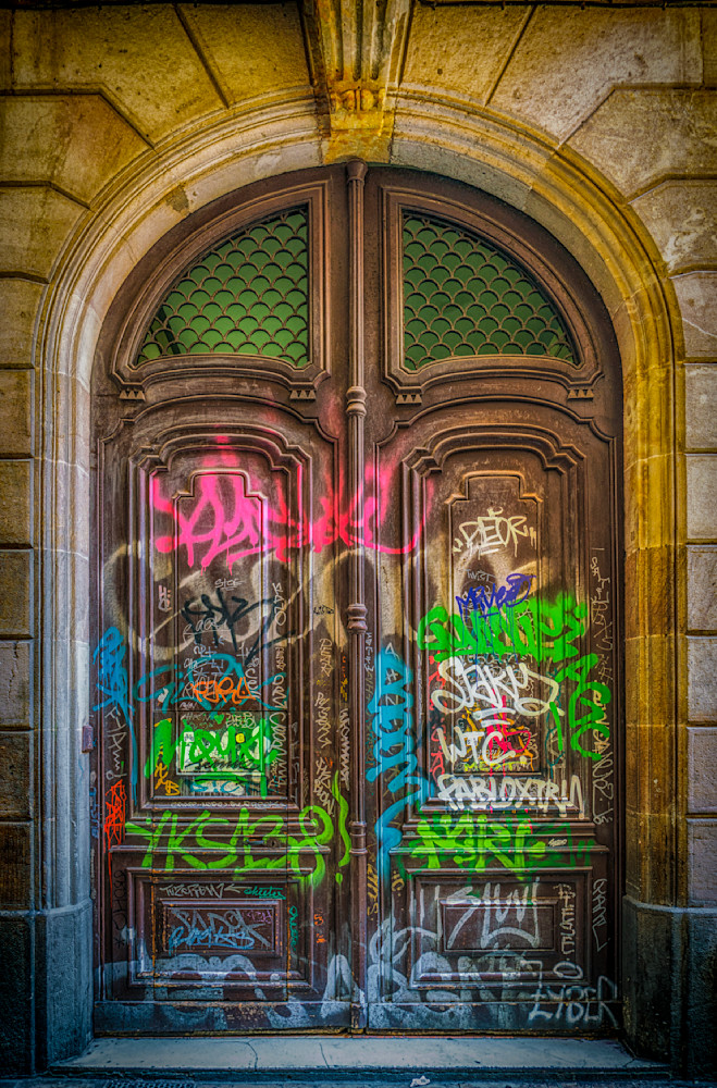 Marked Up - Gothic Door with Graffiti Photography