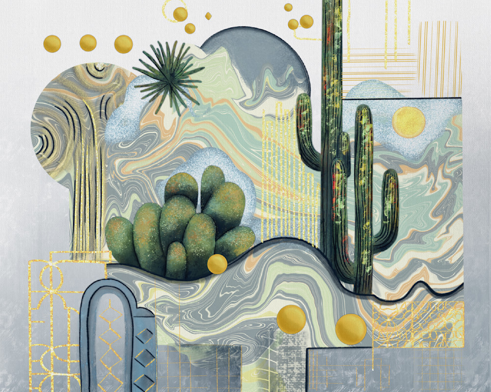 Cacti Curves Artwork: Whimsical Desert Chic for Your Space