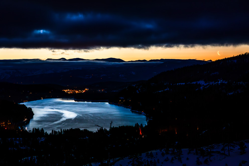 Crescent Moon Above Donner Lake