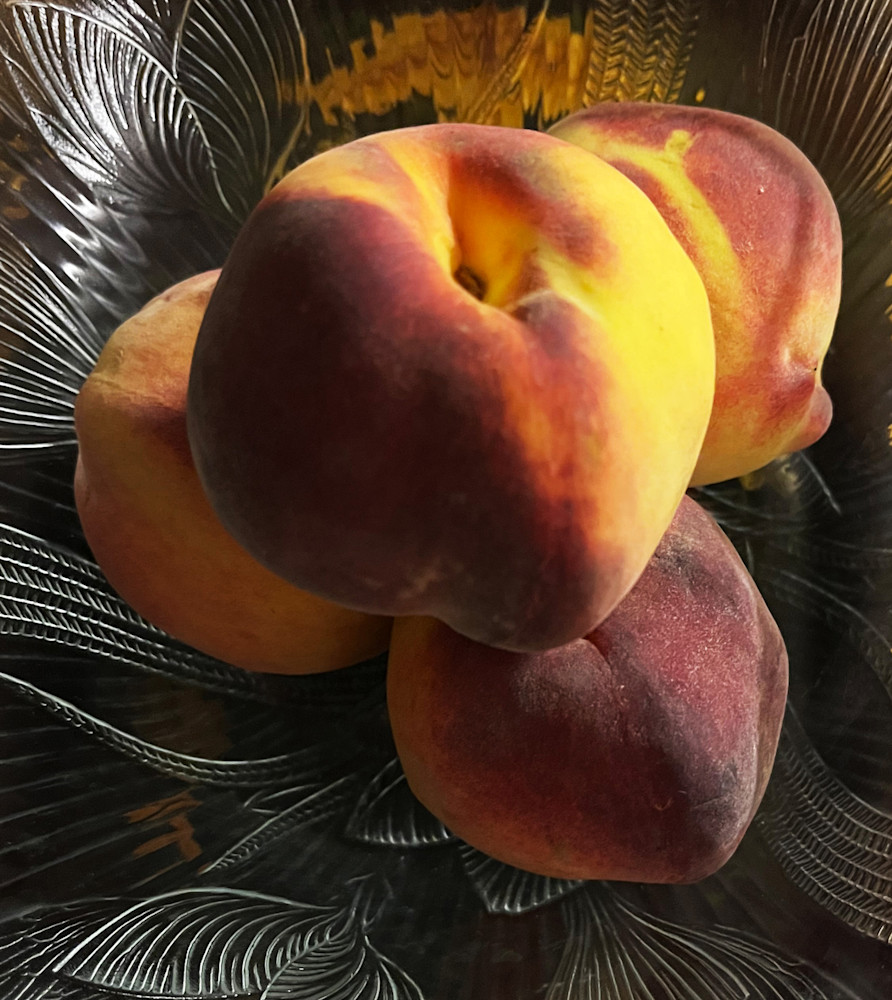 Summer Peaches In Glass Bowl Art | Nancy's Art