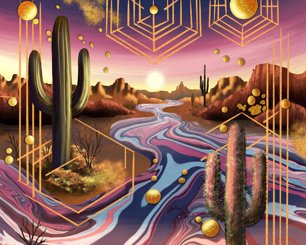 Mystic Desert Flow | Surreal Desert Landscape Art by Paintpourium