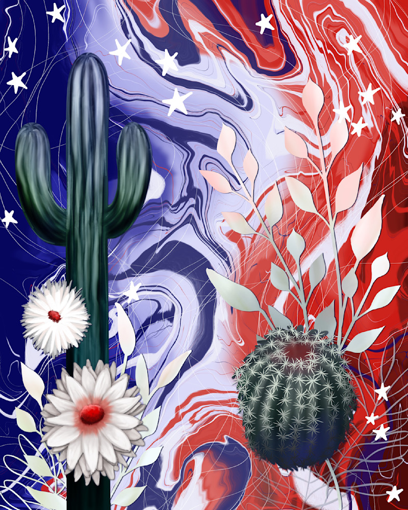 Stars and Stripes in the Desert | Patriotic Desert Art by Paintpourium