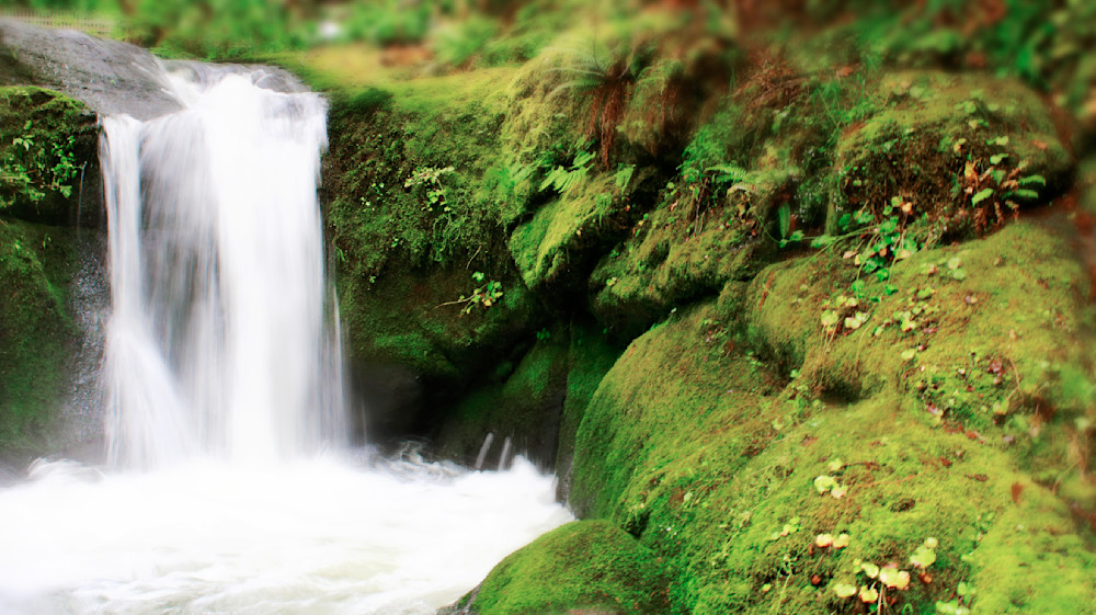 Waterfall and green landscape