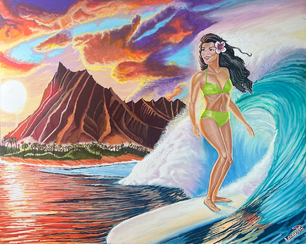 Surfer Girl, Done By John Lasonio With Acrylic Paint Pens On
