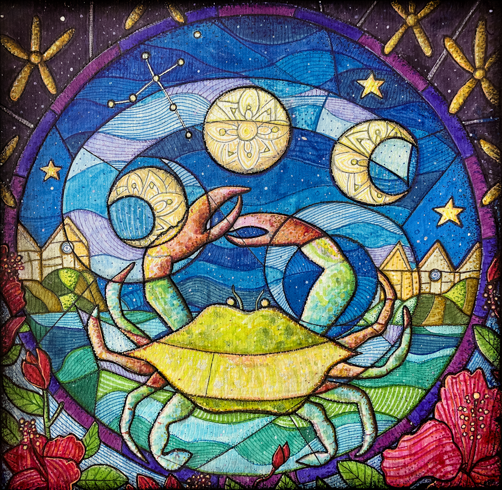 Cancer Zodiac Art by Kristen Palana: Gift Shop Crab Moon Art