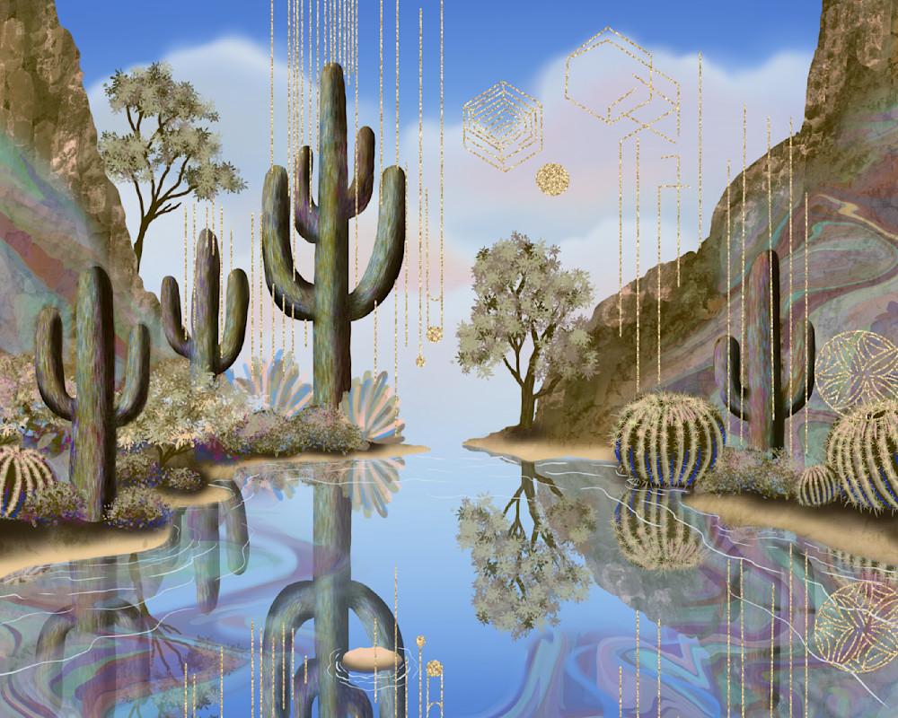 Luminous Mirage: Enchanted Desert Reflections in Digital Art