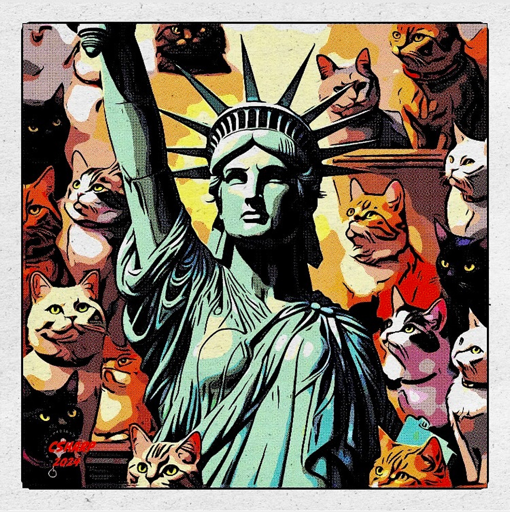 Cat Lady Liberty Art | csharp art