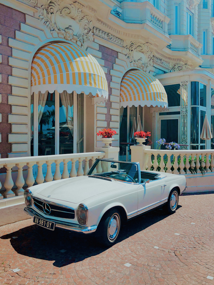 Vintage Mercedes SL Art Print | Carlton Hotel Cannes | Studio Petrino