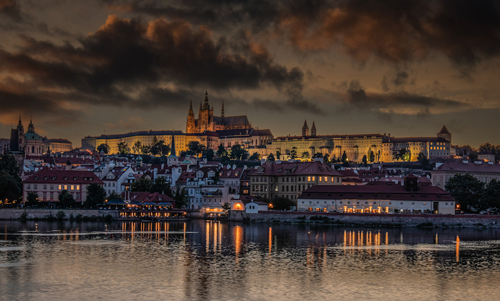 Twilight Majesty: Prague Castle Illuminated at Dusk – European Travel Photography & Wall Art Décor