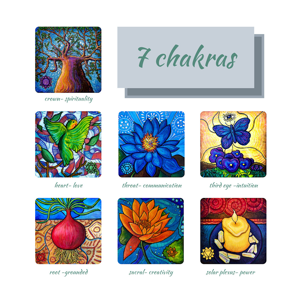 All seven chakras malawian set square format