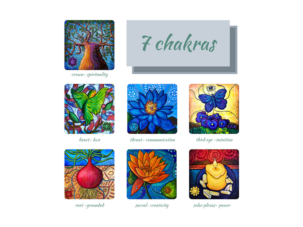 All seven chakras Malawian set horizontal greeting card