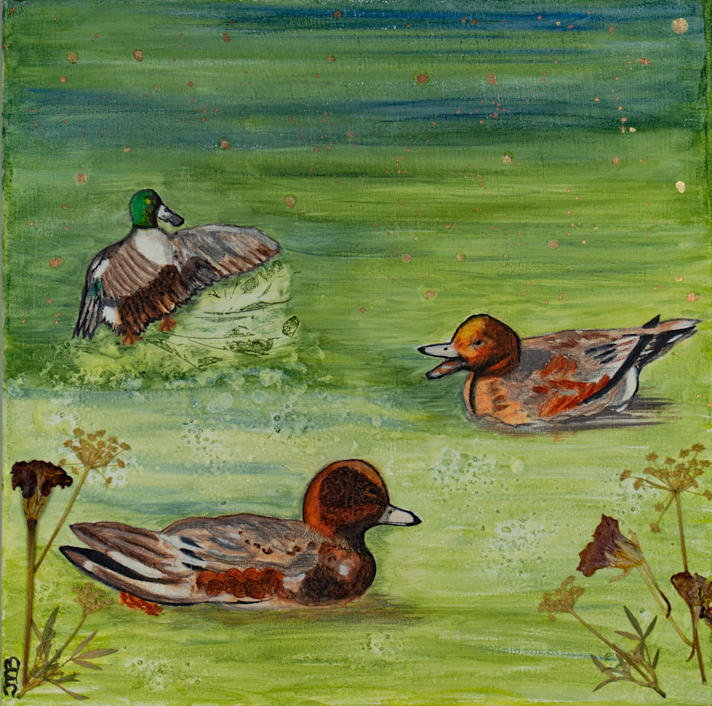 "Osaka Ducks - Watercolor and Botanical Wildlife Painting"