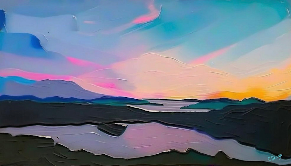 Blue & Pink Sunset Art | csharp art