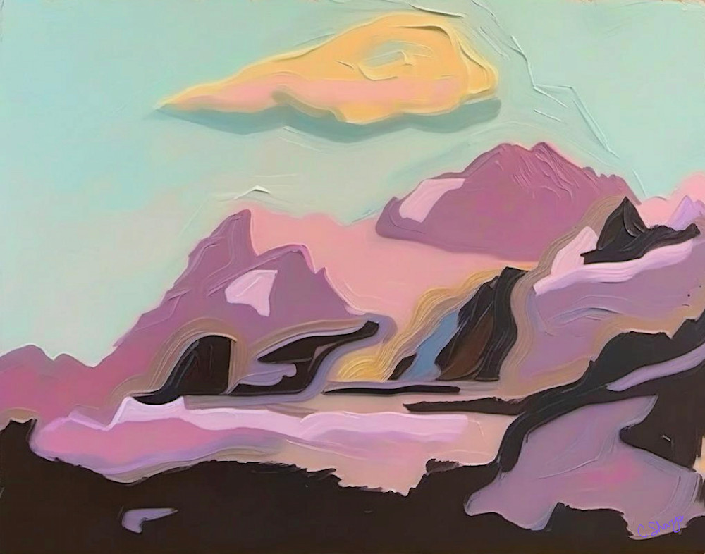 Yellow Cloud Over Mount AI N Art | csharp art