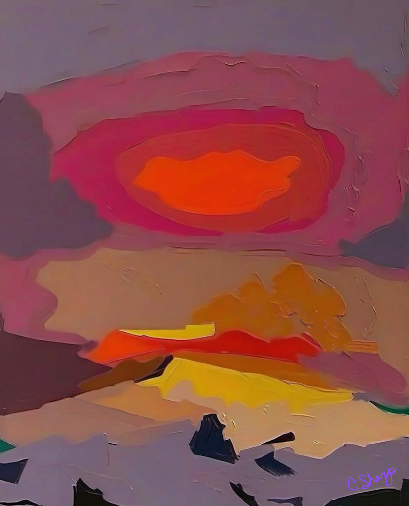 Mount AI N Sunset Art | csharp art