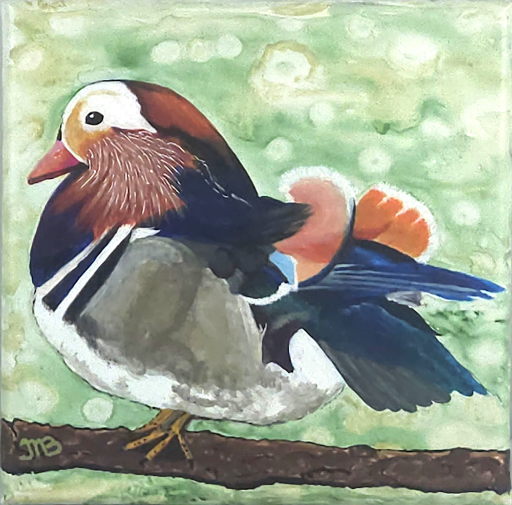 Nature's Palette: The Mandarin Duck - Whimsical Bird Painting