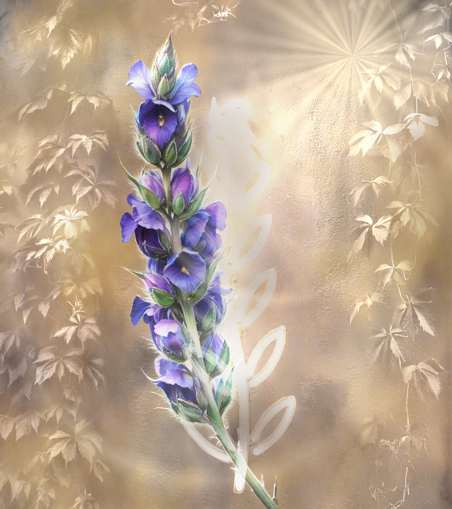 Sunlit Abstract Floral Artwork with lavender.