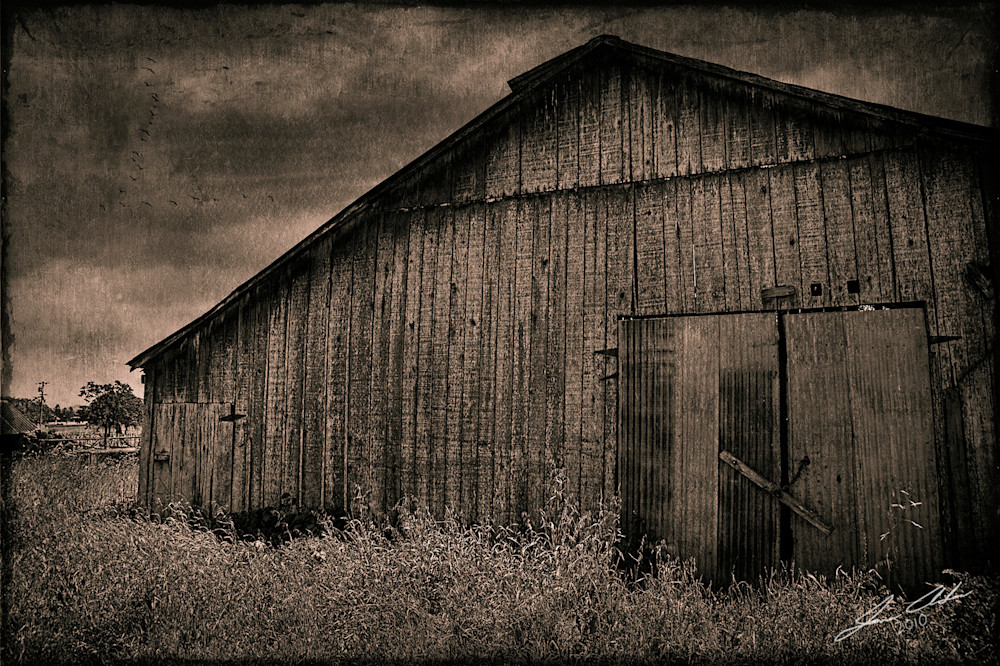 Vintage Rustic Barn in Sepia Tone