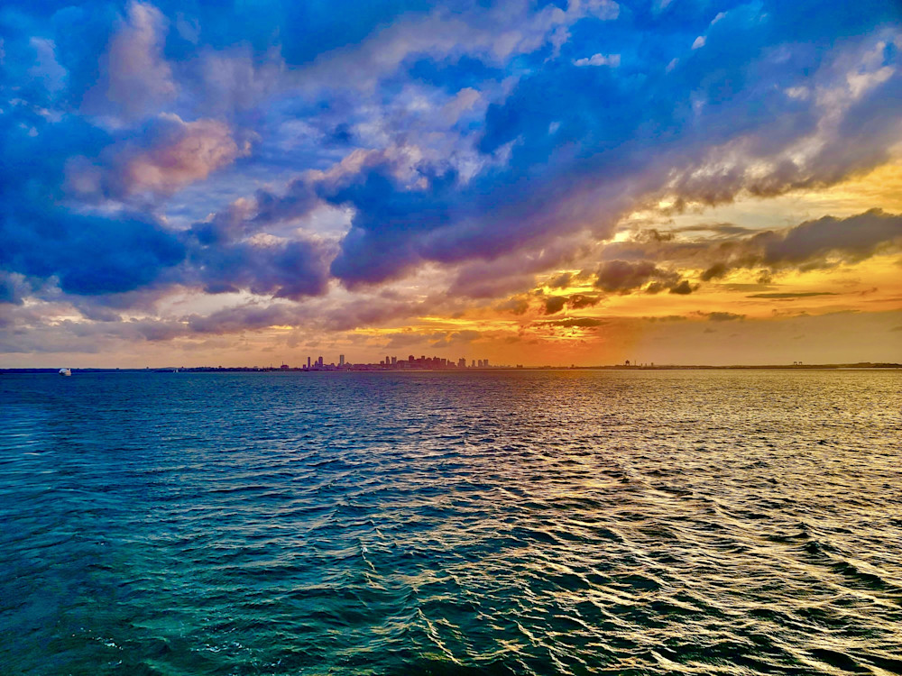 Boston Skyline   Radiant Sunset Spectrum Photography Art | Artistic Insights Aerial Photography