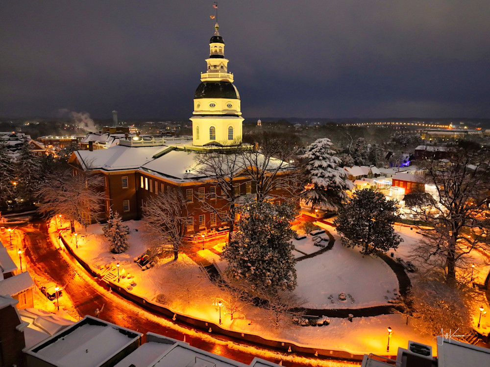 Historic Glow Of Annapolis Photography Art | Artistic Insights Aerial Photography