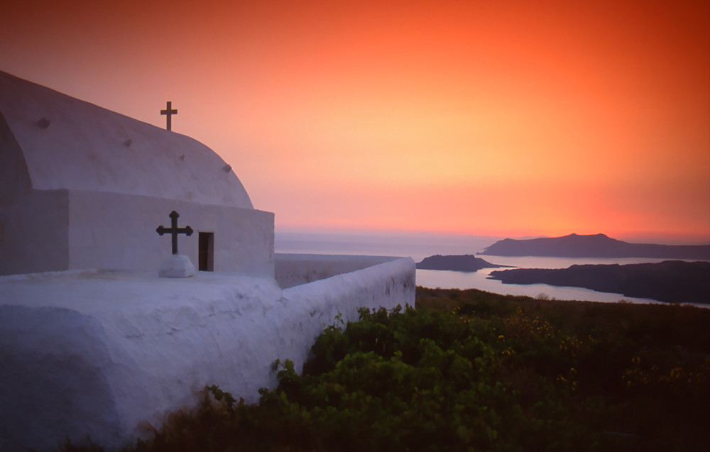 Santorini Chapel Sunset, Greece