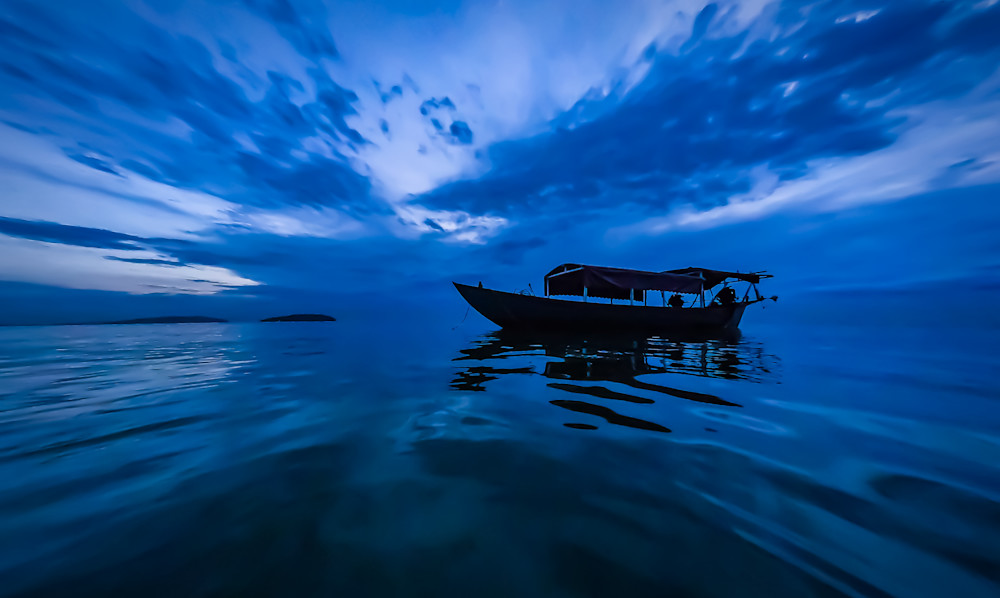Silhouetted Fishing Boat, Sihanoukville, Cambodia