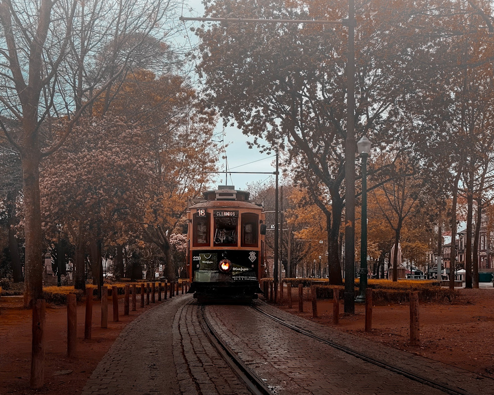 Foggy Afternoon Trolley in Porto – Vintage Charm by 910Photography
