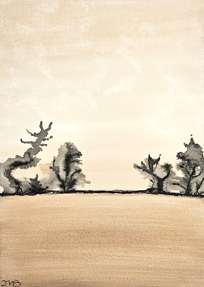 Mocha Mist Forest - Serene Watercolor Landscape